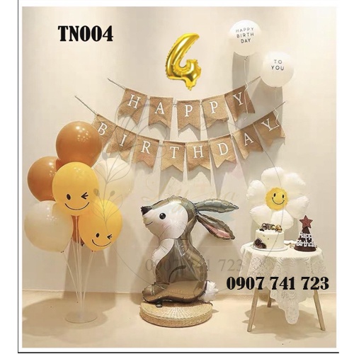 Bóng trang trí sinh nhật, Set Thỏ Ngọc Style Hàn Quốc xinh lung linh cho bé yêu