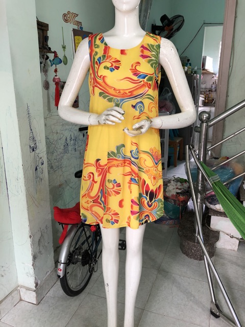 Đầm suông a xát nách chiffon cao cấp