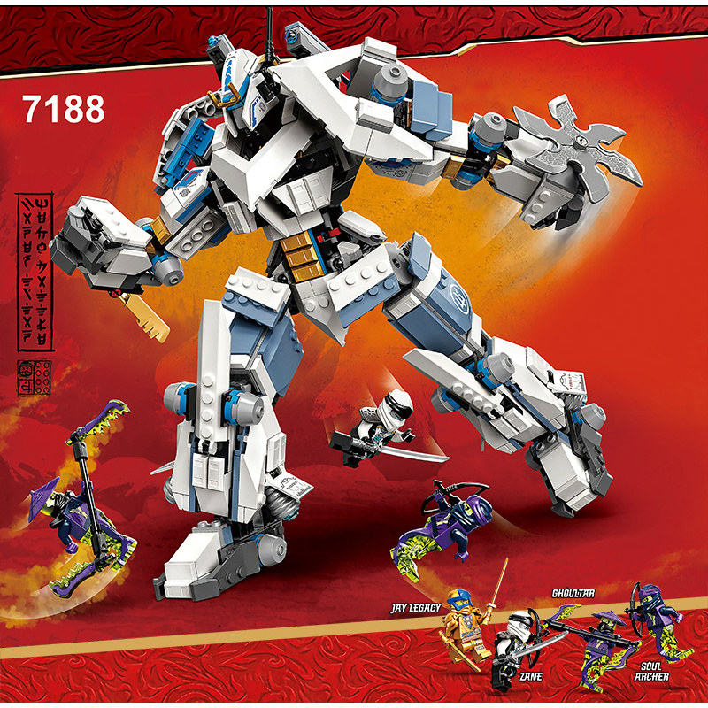 Lắp ráp xếp hình non Lego Ninjago 71738 , 7188 : Trận chiến Titan Mech chiến giáp người máy robot băng của Zane