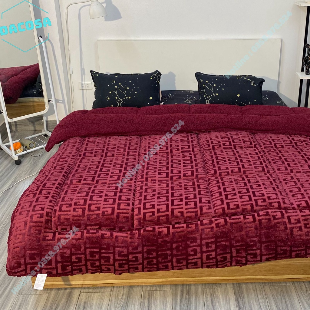 Chăn lông cừu chữ vạn 2mx2m3 chăn mùa đông dày bông đắp nhẹ siêu phẩm 2022 nặng 3.3kg