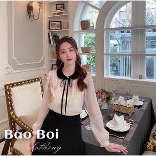 Áo tơ cổ tròn tay dài, áo sơ mi công sở
