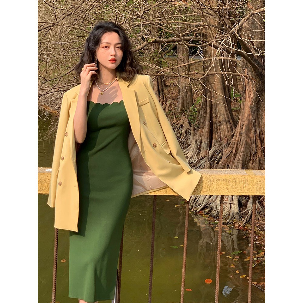 QKOOLE  Đầm Cổ Vuông Phong Cách Hàn Quốc Quyến Rũ Cho Nữ