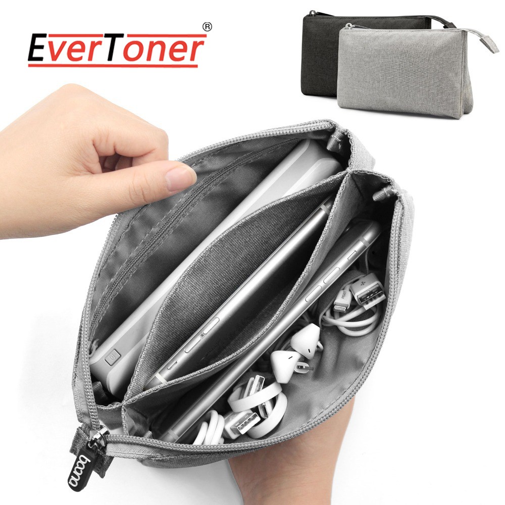 Túi EVERTONER đựng ổ cứng/ cáp usb bằng vải lanh oxford nhỏ gọn