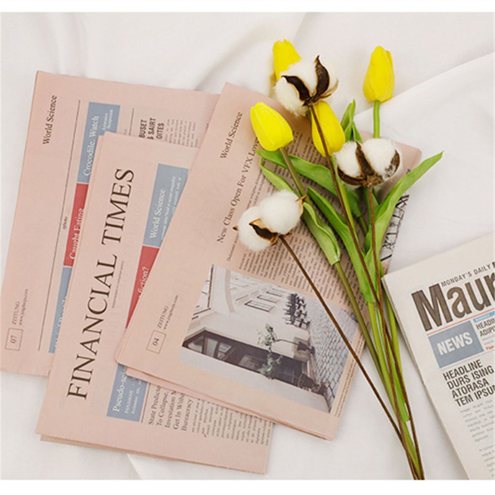 Set 2 tấm giấy tạp chí chữ tiếng anh phong cách cổ điển dùng để gói quà trang trí nền chụp ảnh nhiều màu tùy chọn