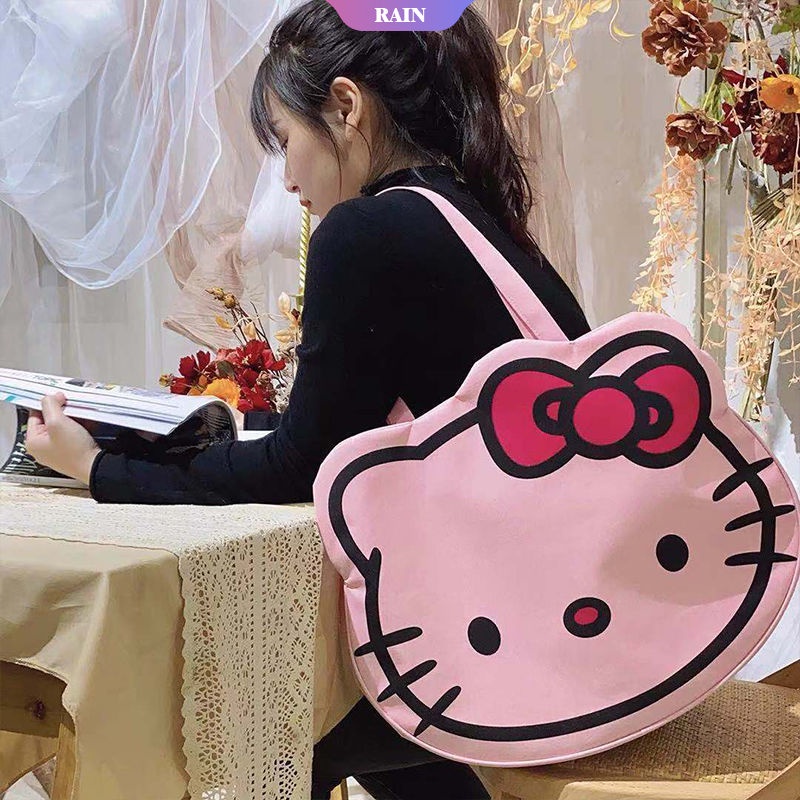 SANRIO Túi Xách Vải Oxford Cỡ Lớn In Hình Hoạt Hình Hello Kitty Thời Trang Cho Nữ