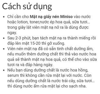 Mặt nạ giấy nén miniso