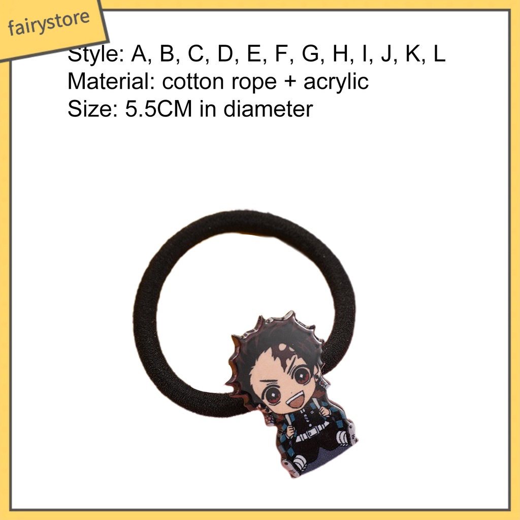 Dây Cột Tóc Bằng Vải Cotton In Họa Tiết Anime Demon Slayer Dễ Thương Cho Nữ