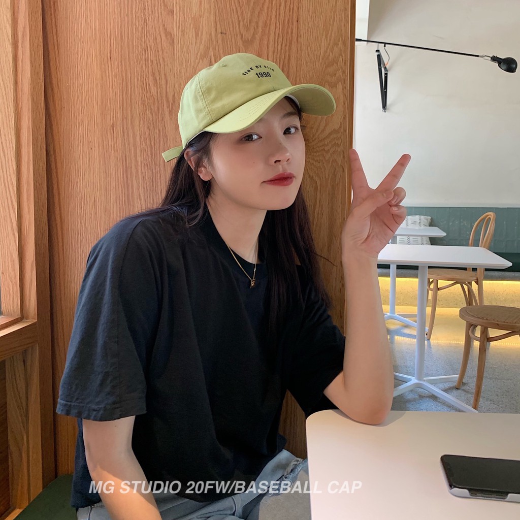 Mũ lưỡi trai MG STUDIO thêu chữ side by side 1990 thời trang