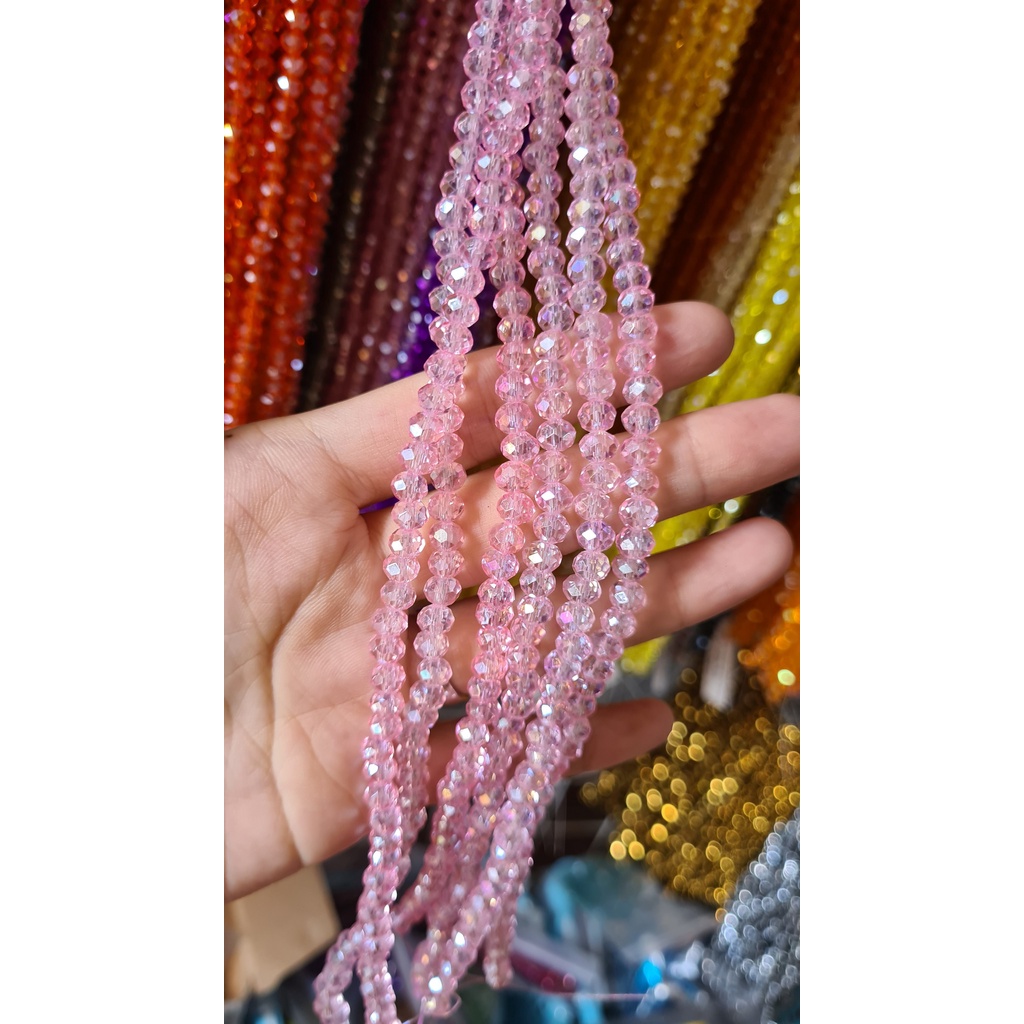 Khoảng 90 hạt pha lê bánh cam nhiều màu sắc 6mm thủy tinh, tương ứng 1 sợi