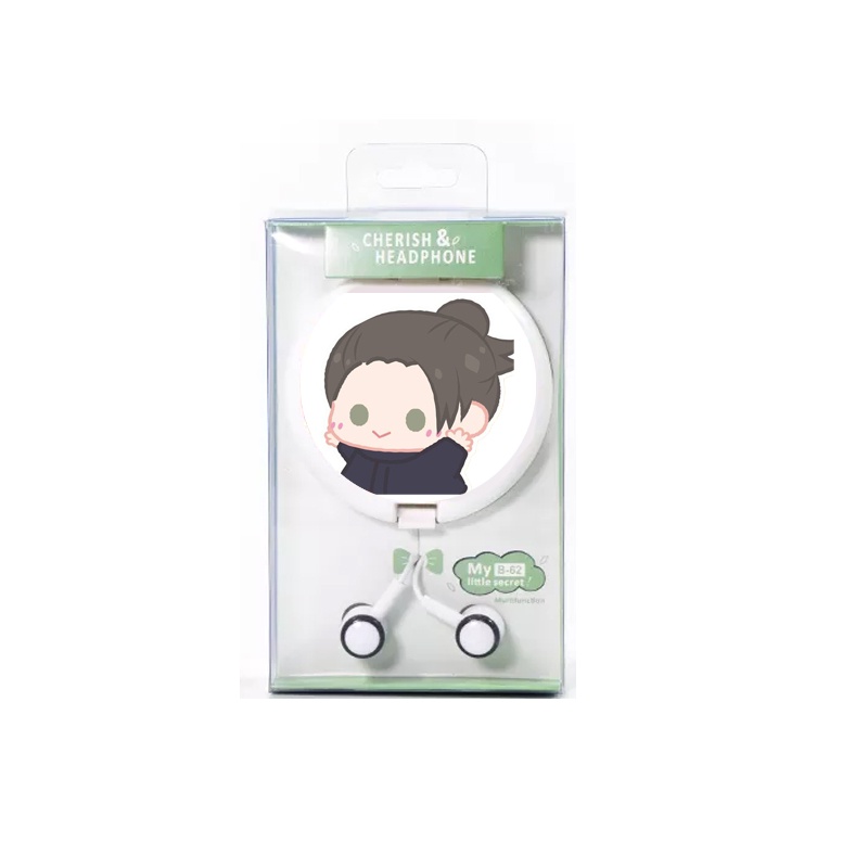 Tai nghe hộp tròn in hình JUJUTSU KAISEN VER TẬP THỂ DỤC chibi anime xinh xắn tiện lợi
