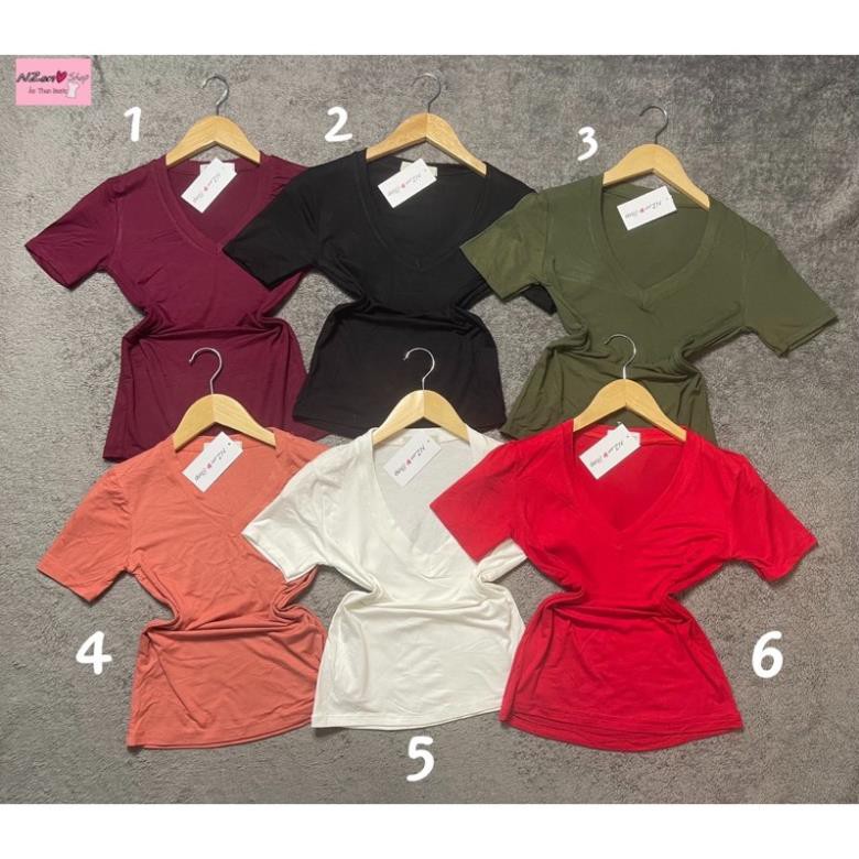 ÁO THUN TAY NGẮN SỌC VÀ TRƠN BODY CỔ TIM ( NZON SHOP ) New
