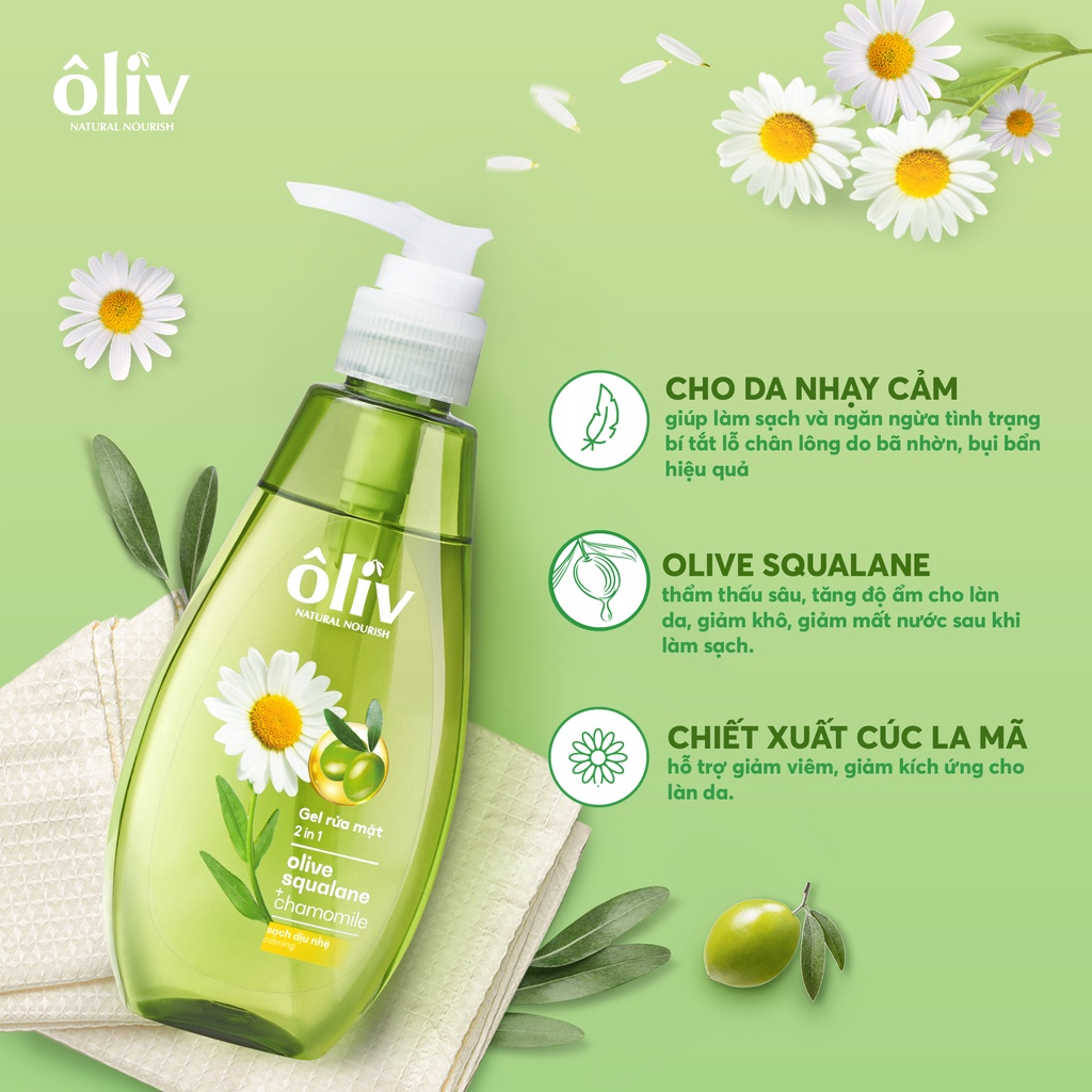 Gel Rửa Mặt 2 In 1 Sạch Da Dịu Nhẹ Ôliv 160g