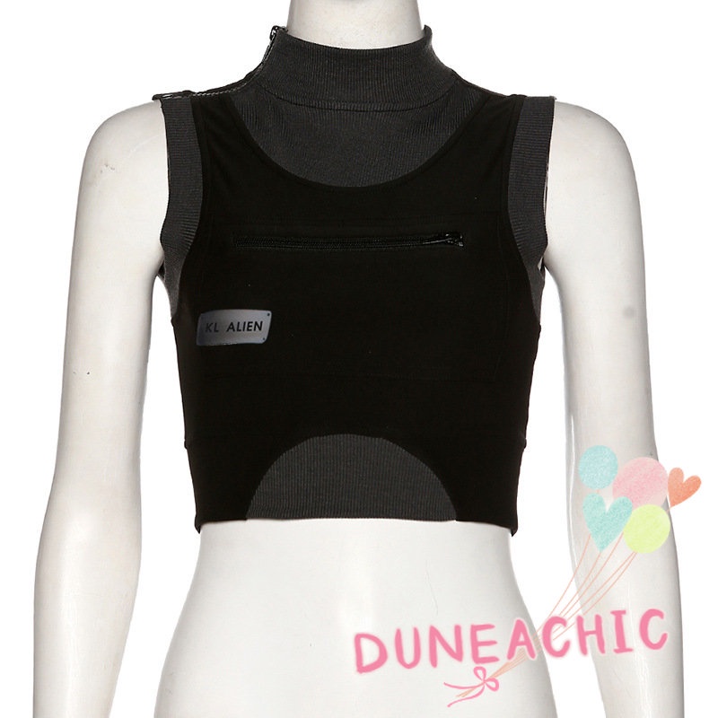 DUNEA Áo Tank Top In Họa Tiết Tương Phản Cá Tính Cho Nữ