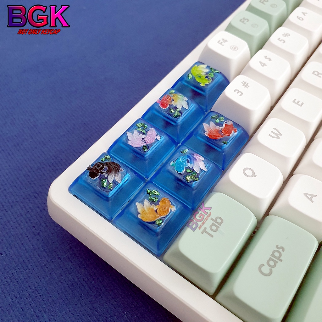 Keycap Artisan Nút Bàn Phím Cơ Hình Cá Koi Nổi Cực Đẹp
