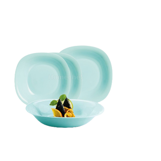 Set 4 đĩa thủy tinh Luminarc Carine màu xanh pastel (P4246*2 + P4251*2) dùng lò vi sóng, sx Pháp