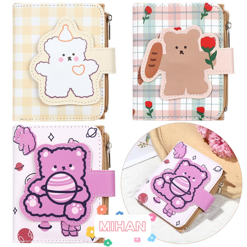Ví Da PU Cao Cấp Dạng Gập Có Khóa Kéo In Hình Gấu MIHAN1