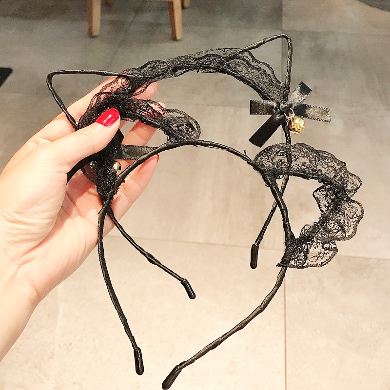 Băng Đô Cài Tóc Hình Tai Mèo Phối Ren Quyến Rũ