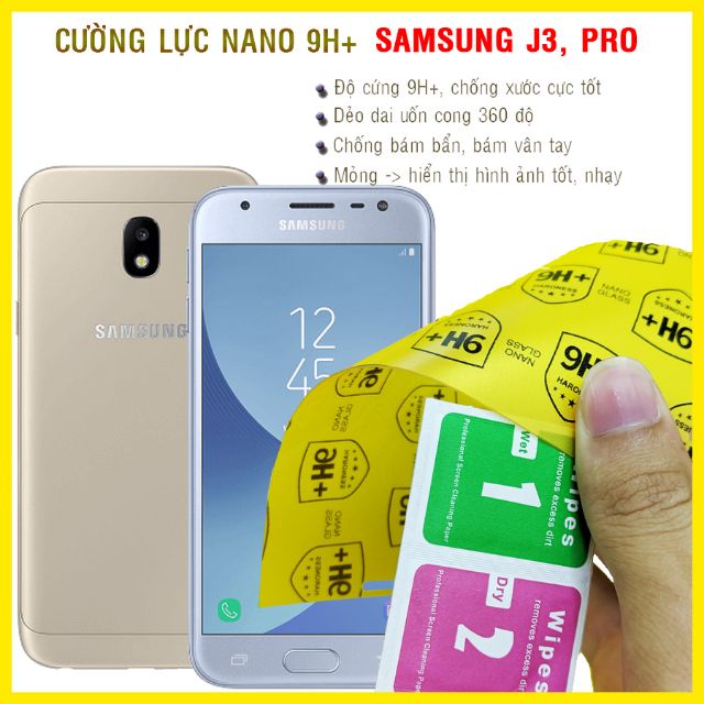 Dán cường lực dẻo nano trong hoặc nhám cho Samsung J3 2016/ J3 Pro