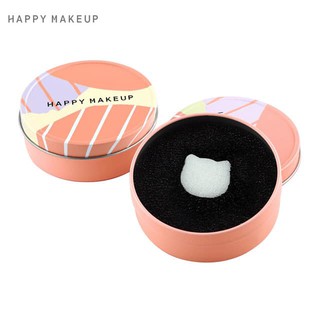 Hộp lau cọ khô HAPPY MAKEUP  làm sạch cọ trang điểm bằng mút bọt biển, hộp sắt chống gỉ cao cấp