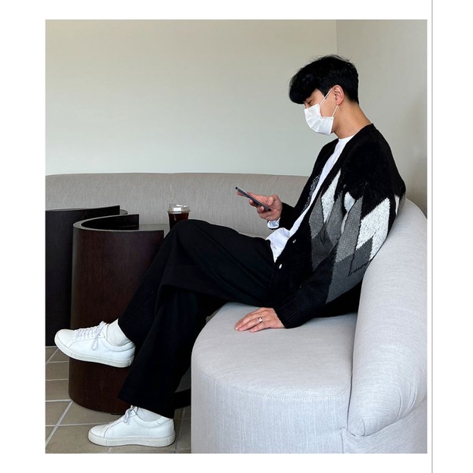 Áo Khoác len Cardigan thiết Kế phối màu nhẹ nhàng Vintage Phong Cách Hàng Quôc