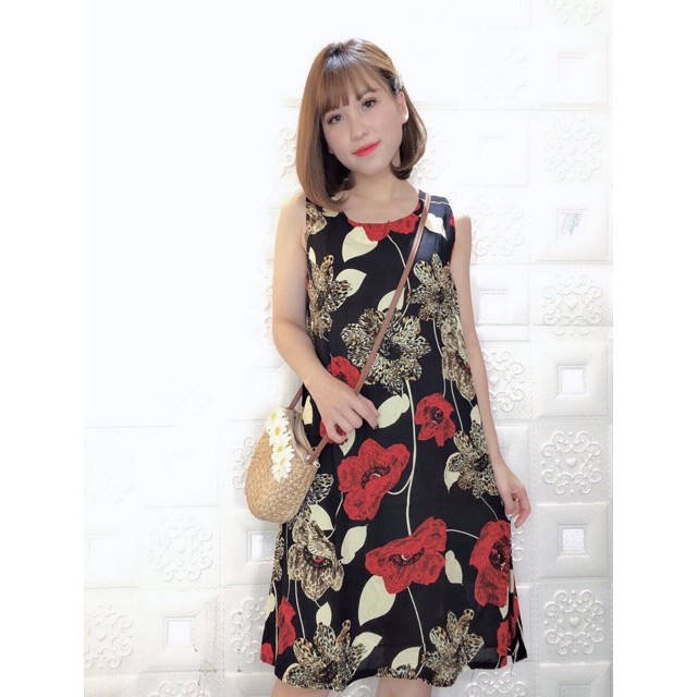 Váy lanh sát nách dáng xuông, chất mát, from rộng - SCXV40