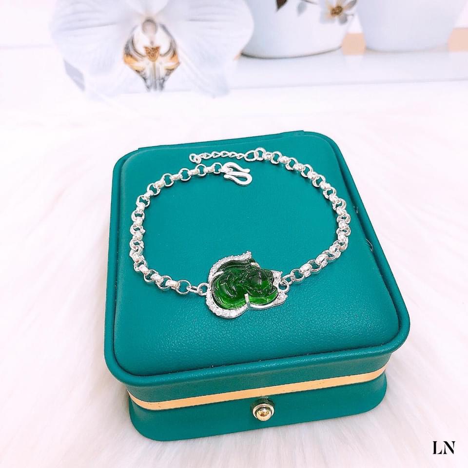 Lắc tay nữ bạc ta mặt đá hồ ly nhiều màu may mắn - Kho sỉ bạc Nhất Linh