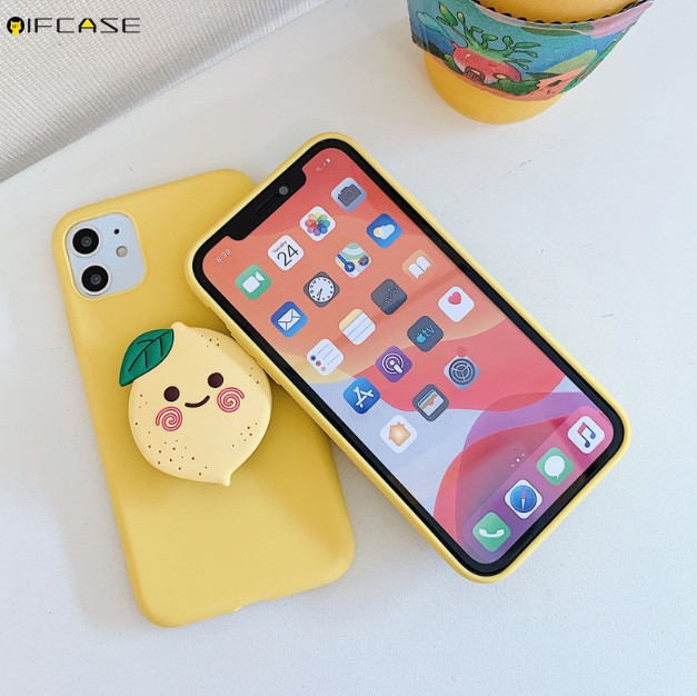 Ốp điện thoại TPU dẻo có giá đỡ hình trái cây đáng yêu thời trang mùa hè đơn giản cho iPhone 12 Mini 12 Pro Max