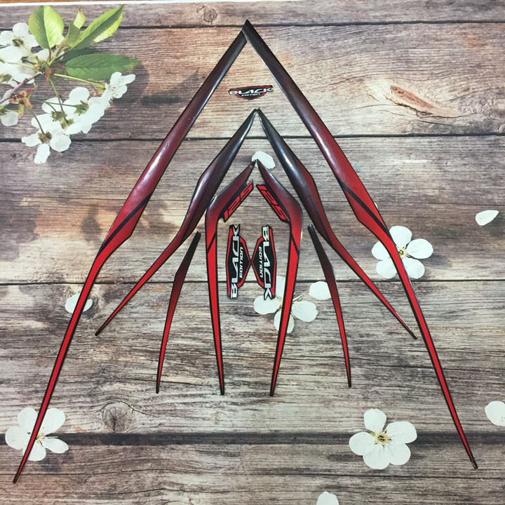 Bộ tem 3 lớp dán xe Airblade 125 đời 2017 - 2018 Việt Nam - Màu đỏ đen - G806