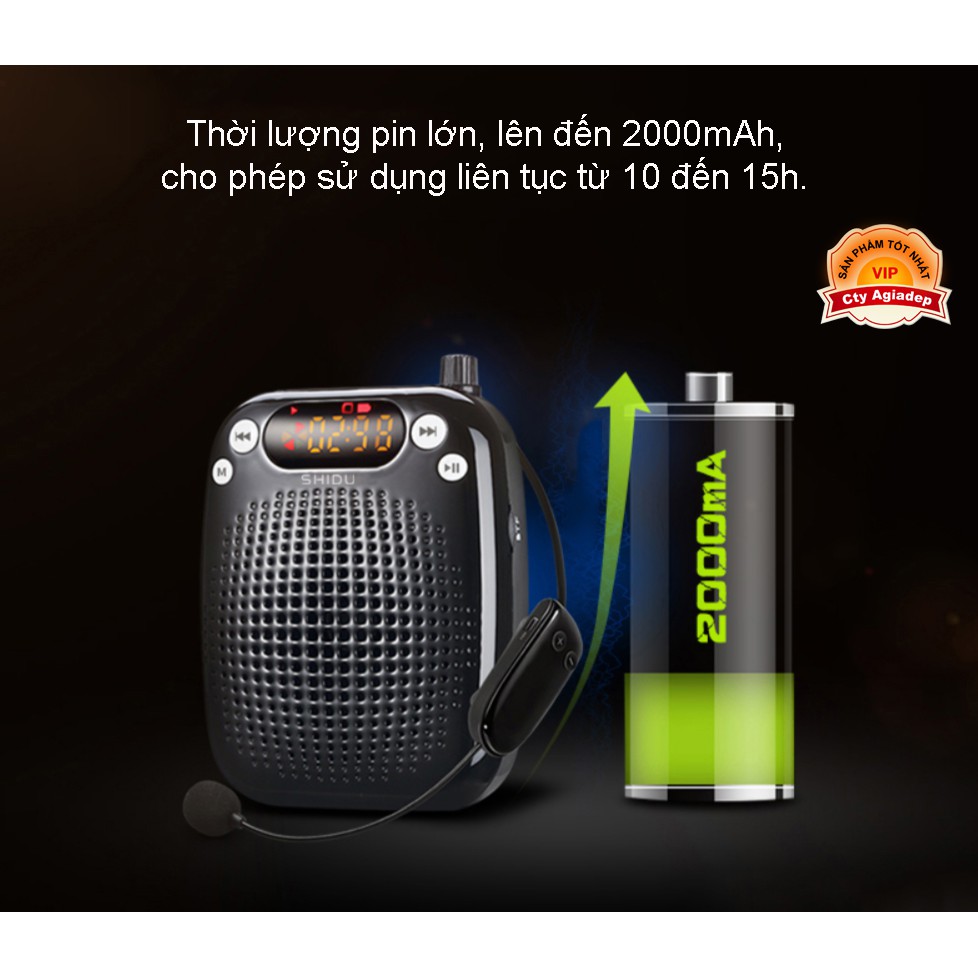 Mic trợ giảng, Loa trợ giảng không dây Loại xịn (3 Mic ko dây + Mic có dây + Mic cổ áo) Shidu AS611