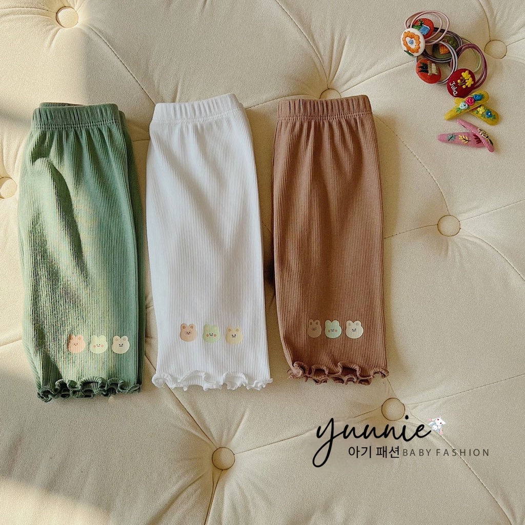 Quần legging bé gái 9-23kg legging gấu lửng cotton tăm co giãn 4c cho bé