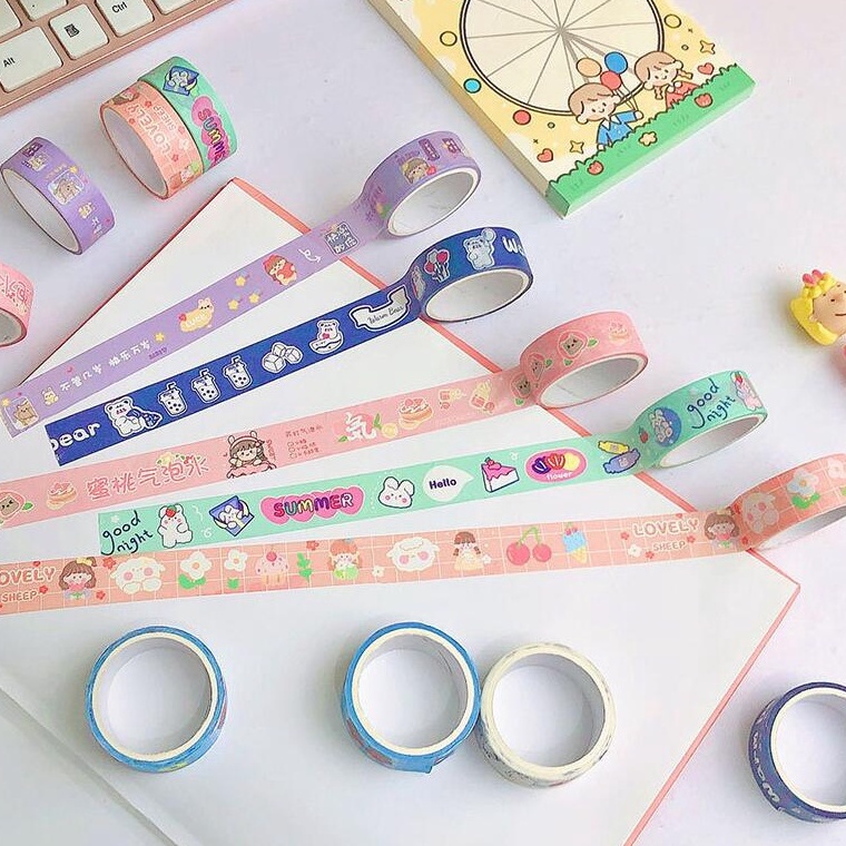 Băng dính washi tape họa tiết dễ thương 3met - Part 1