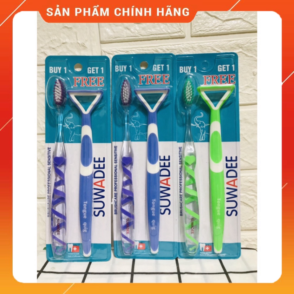 [MUA 1 TẶNG 1] Bàn Chải Đánh Răng Suwadee Tặng Kèm Bàn Cạo Lưỡi