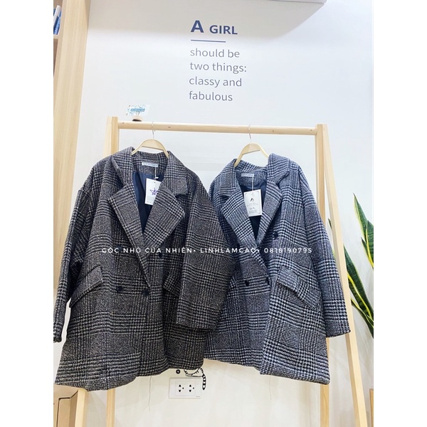 [ẢNH THẬT] Áo Khoác Blazer Dạ Kẻ 2 Lớp Loại 1 Form Rộng Ullzzang