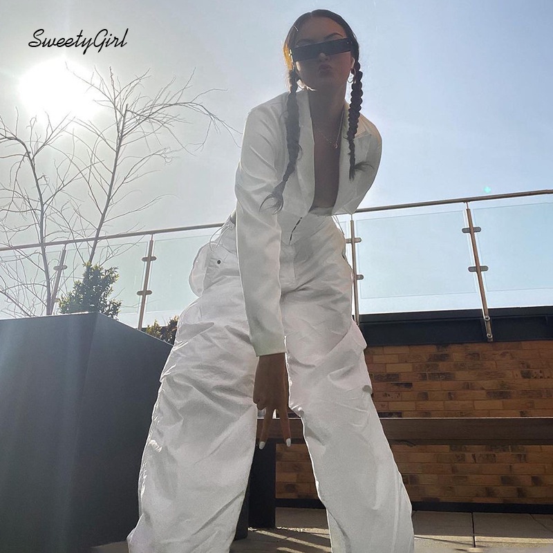 Quần Ống Rộng Phối Túi Dây Rút Phong Cách Retro Thời Trang Đường Phố 2022 Dành Cho Nữ