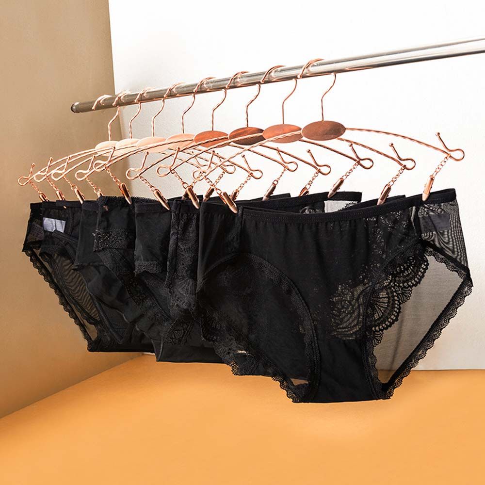 Quần lót cotton phối ren lưới màu đen lưng thấp đính nơ phong cách Hàn Quốc quyến rũ thời trang cho nữ