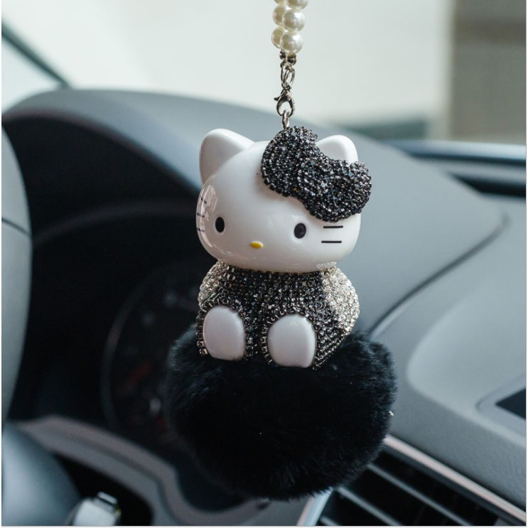 Phụ kiện dây treo trang trí xe hơi hình Hello Kitty đính đá lấp lánh đáng yêu 365