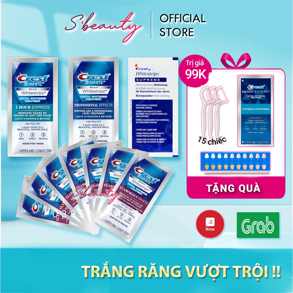 Set 7 gói - 14 Miếng dán trắng răng Crest 3D White chính hãng USA