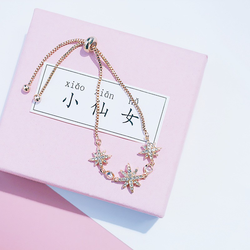 Vòng Tay Hình Ngôi Sao Đính Đá Lấp Lánh Phong Cách Hàn Quốc Cho Nữ