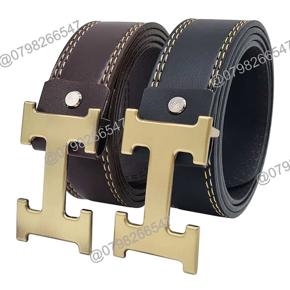 Thắt lưng nam giá rẻ da PU DHM-322 | Đầu khóa búp màu đồng chữ H | Bảo hành 12 tháng
