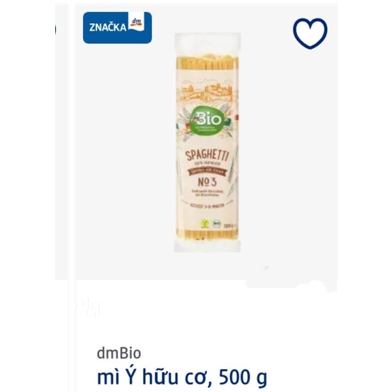 Mì Ý Hữu Cơ Spaghetti DM Bio 500g