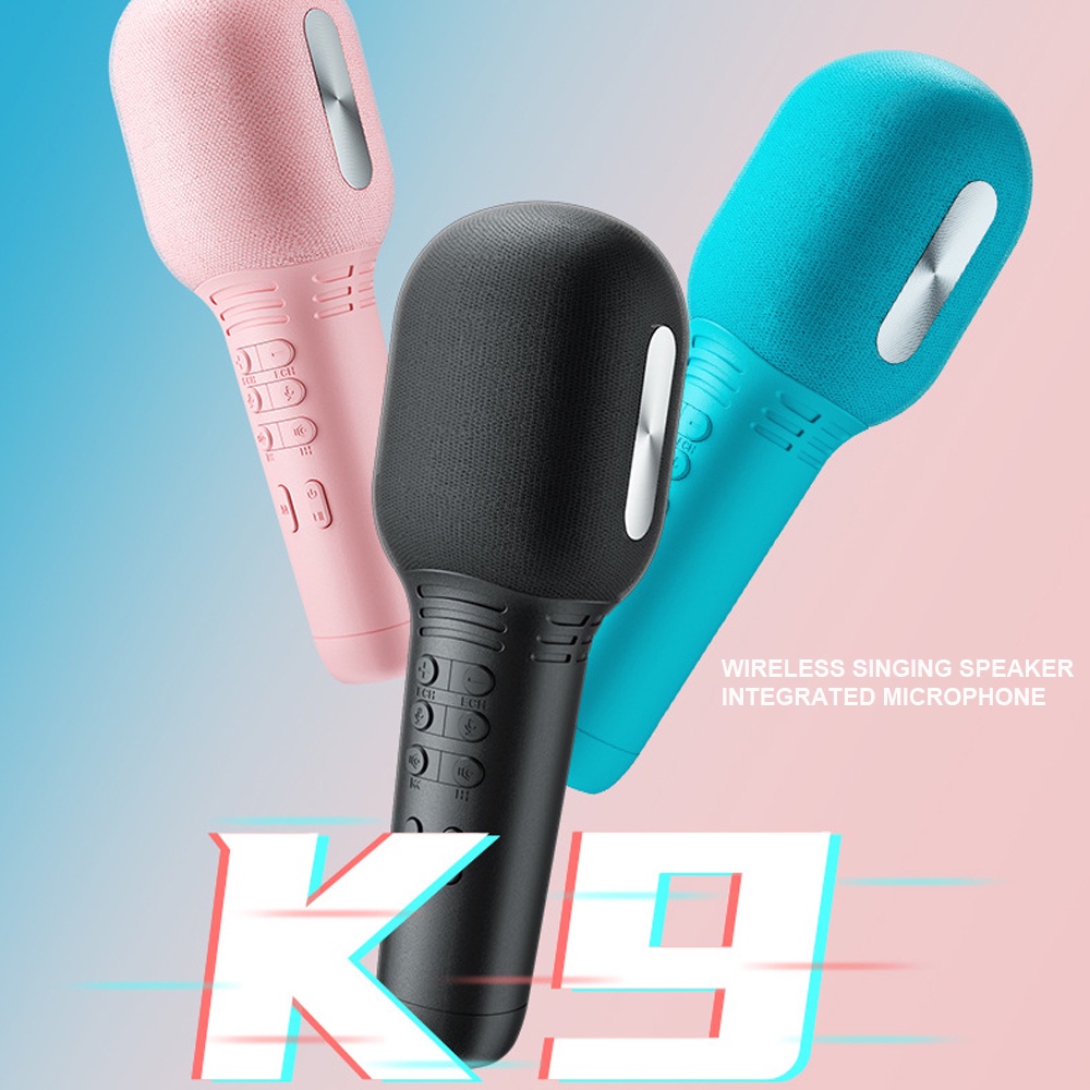 Micro karaoke kiêm loa BJONE K9 cầm tay kết nối bluetooth không dây tiện dụng cho máy hát karaoke tại nhà