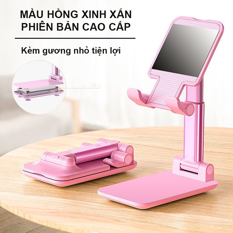 Giá đỡ điện thoại để bàn có thể điều chỉnh nhiều góc độ khác nhau, nâng lên hạ xuống dễ dàng vô cùng tiện lợi 4 màu