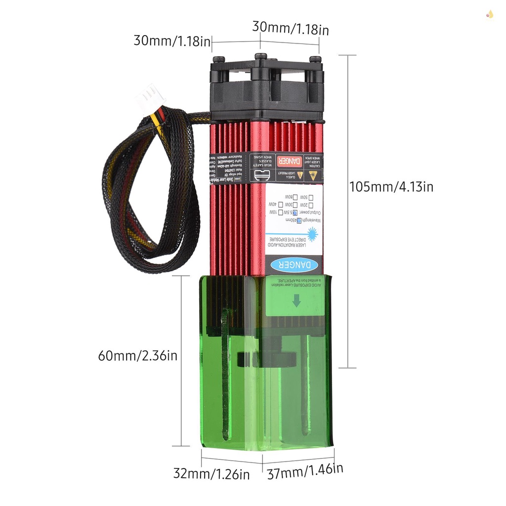 Mô Đun Laser 450nm 5.5W Với Vỏ Bảo Vệ Có Thể Điều Chỉnh Độ Dài Tốc Độ Cao Cho Máy In 3D CNC