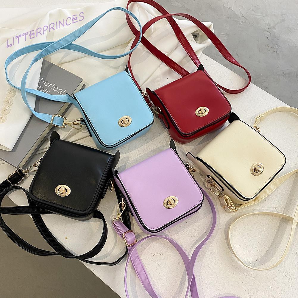 Litterprinces Retro Women Pure Color Shoulder Crossbody Bag Ladies PU Leather Small Purse