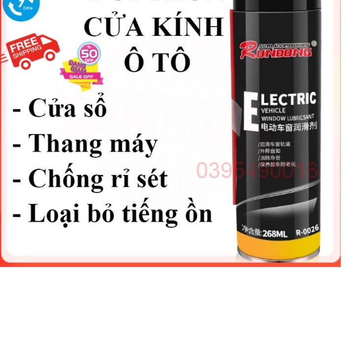 Chai bình xịt bôi trơn gioăng cửa kính ô tô xe hơi dung dịch bảo dưỡng làm mới cao su chống kẹt, phá