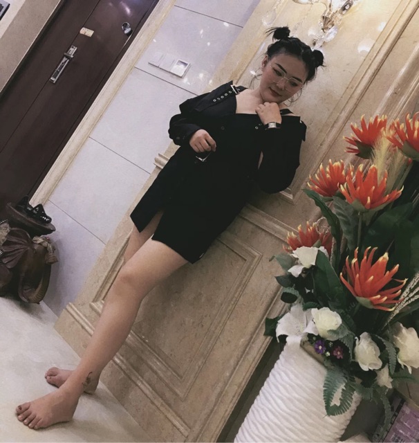 [Sẵn L] Váy trễ vai kèm thắt lưng ulzzang | WebRaoVat - webraovat.net.vn