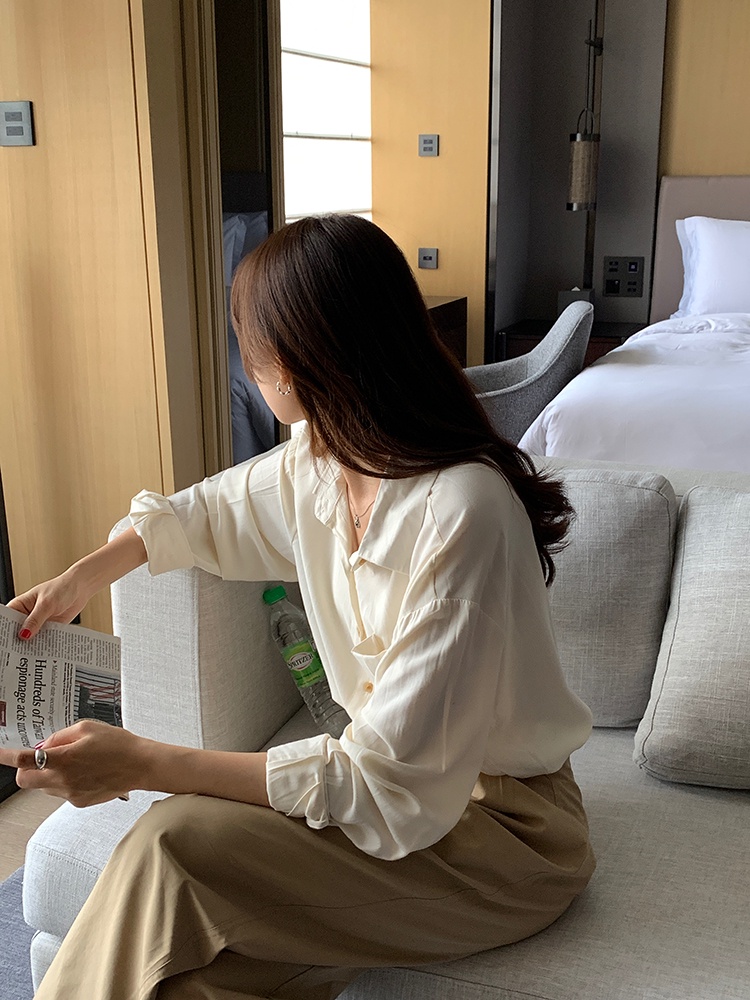 Áo Sơ Mi Dáng Rộng Màu Trơn Thời Trang 54335