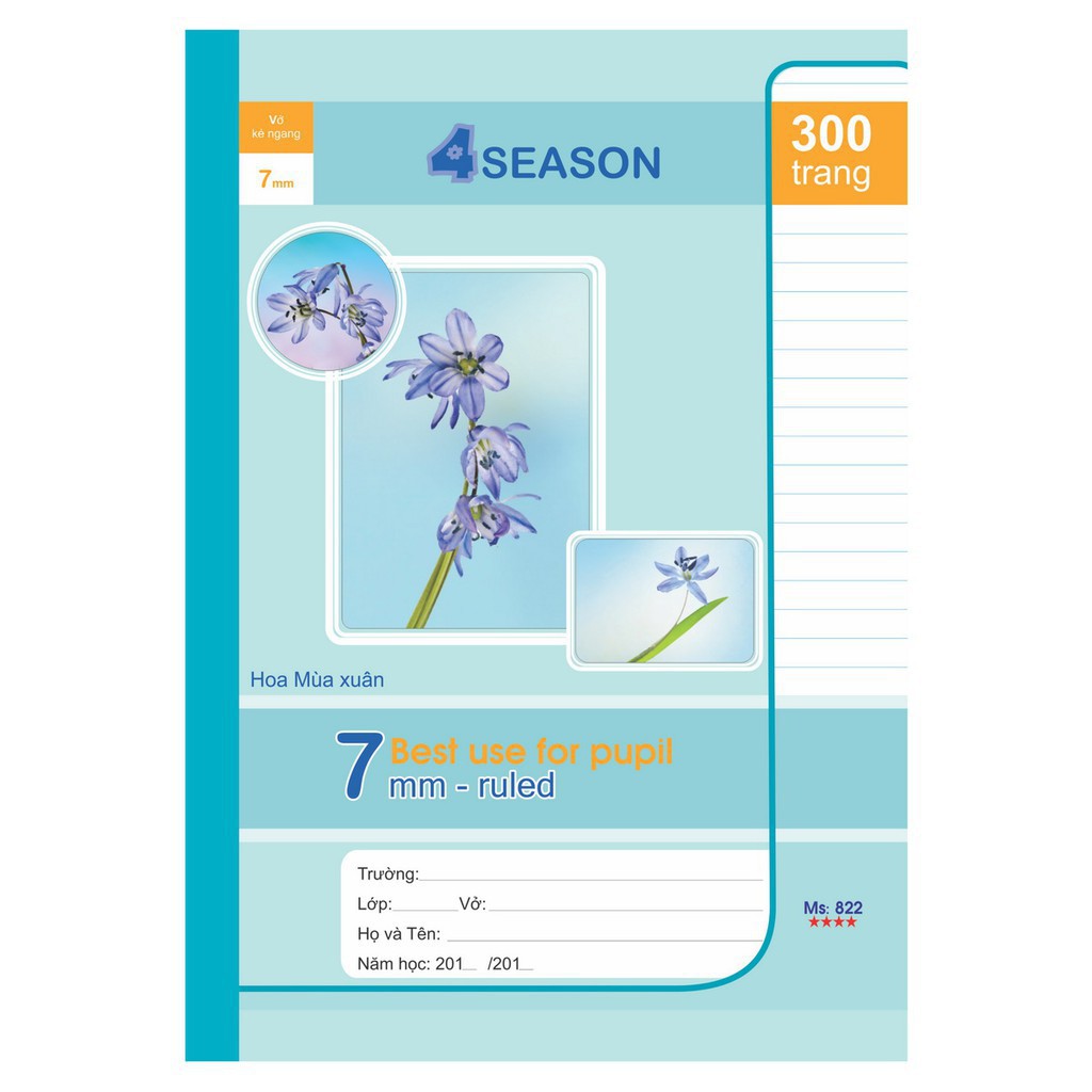 Vở kẻ ngang Klong 4Season - 300 trang; Ms 822 - khách sỉ ib