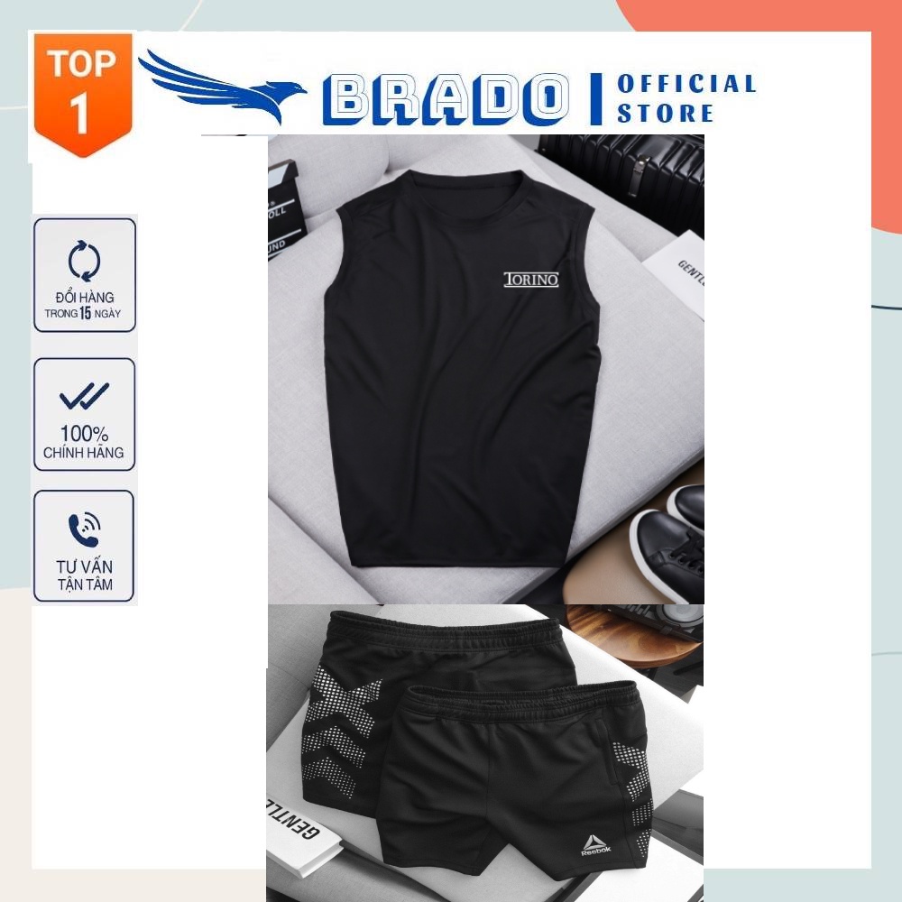[𝐂𝐎𝐌𝐁𝐎 𝐓𝐎𝐑𝐈𝐍𝐎] Bộ Quần Áo thể thao nam, tập gym, chơi thể thao, logo nổi cao cấp chất vải Thun Thái co giãn
