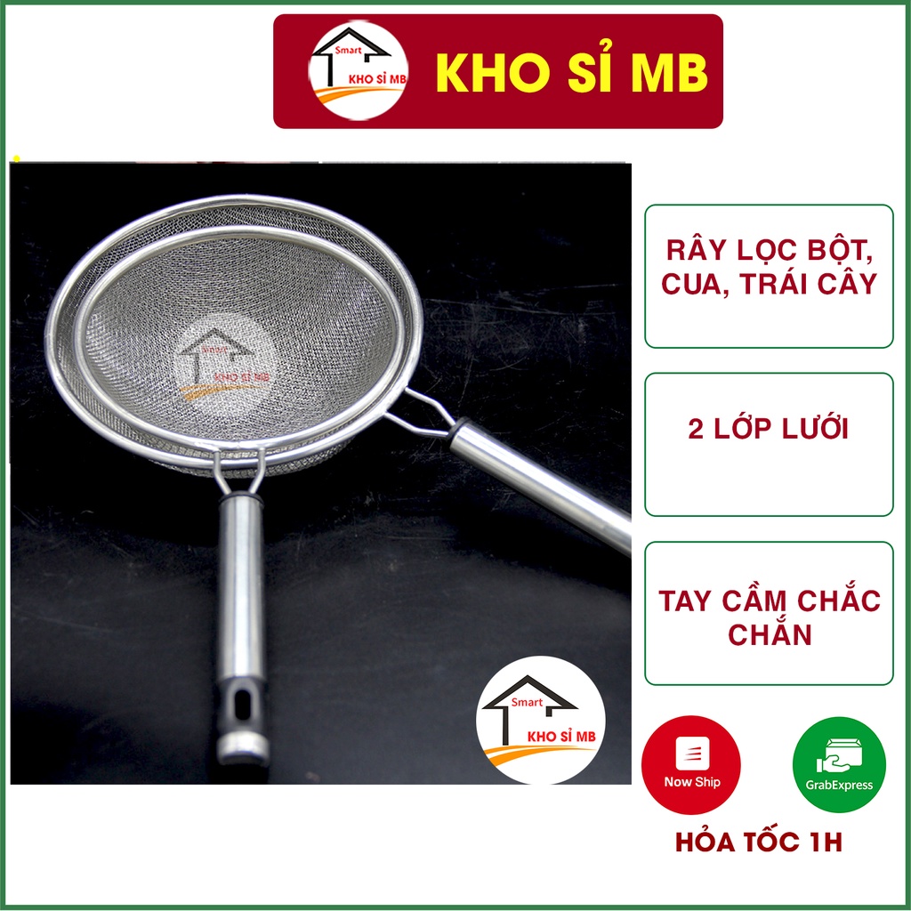 Rây lọc cháo, lọc bột, trà, trái cây, thức ăn inox loại đẹp, lưới lọc bột 2 size 14cm  lớp kho sỉ mb